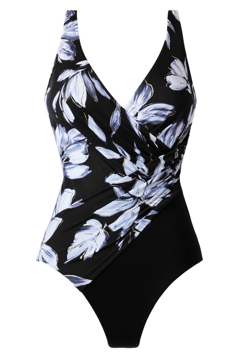Fiore di Luna Oceanus One-Piece Swimsuit, Alternate, color, BLACK/ WHITE
