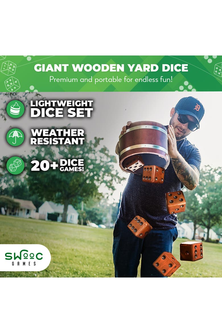 Yardzee, Farkle & 20+ Dice Games | 2.5in Dice, Alternate, color, Brown