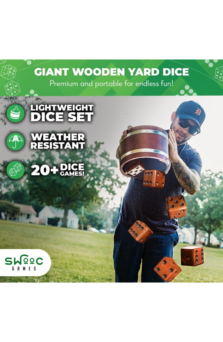 Swooc Games Yardzee, Farkle & 20+ Dice Games | 2.5in Dice, Alternate, color, Brown