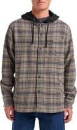 Quiksilver Sandbar Hooded Plaid Cotton Flannel Button-Up Shirt