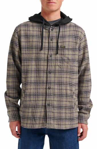Quiksilver Sandbar Hooded Plaid Cotton Flannel Button-Up Shirt