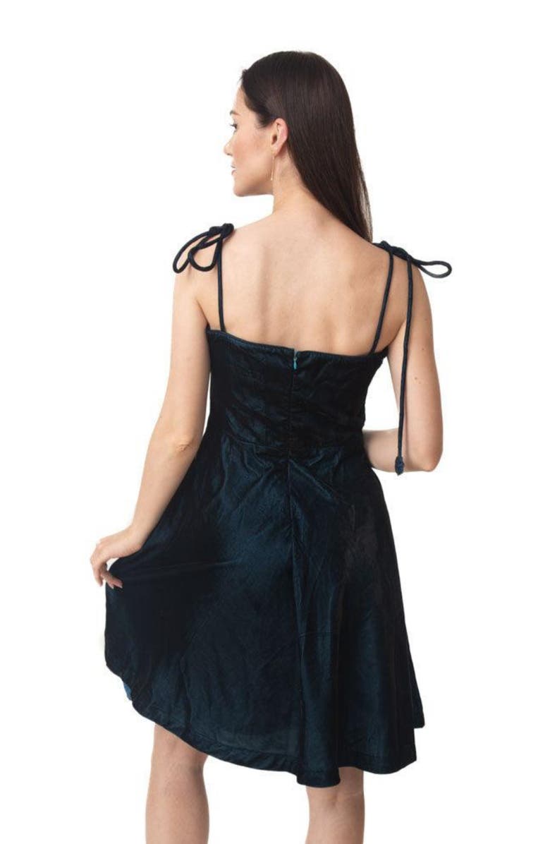 RAAS Tia Velvet Short Dress, Alternate, color, Teal Blue