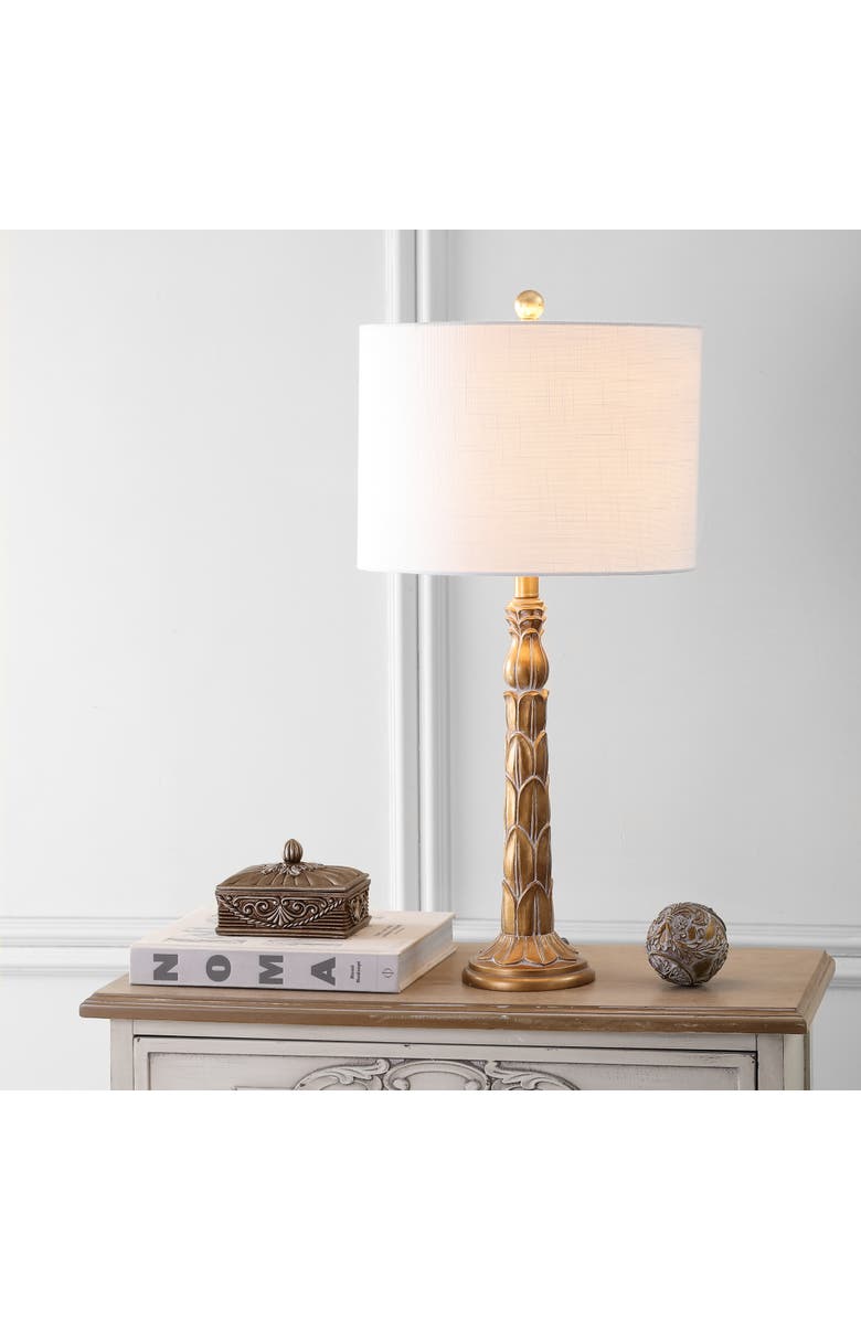 JONATHAN Y Blanche 28.7" Resin LED Table Lamp, Antique Gold, Alternate, color, Antique Gold