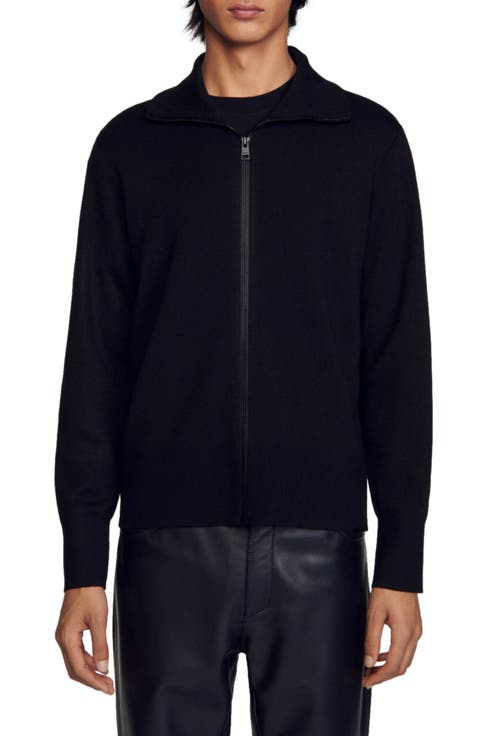 Zip-up wool cardigan
