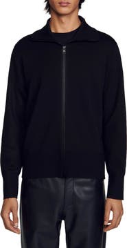 SANDRO Zip-up wool cardigan