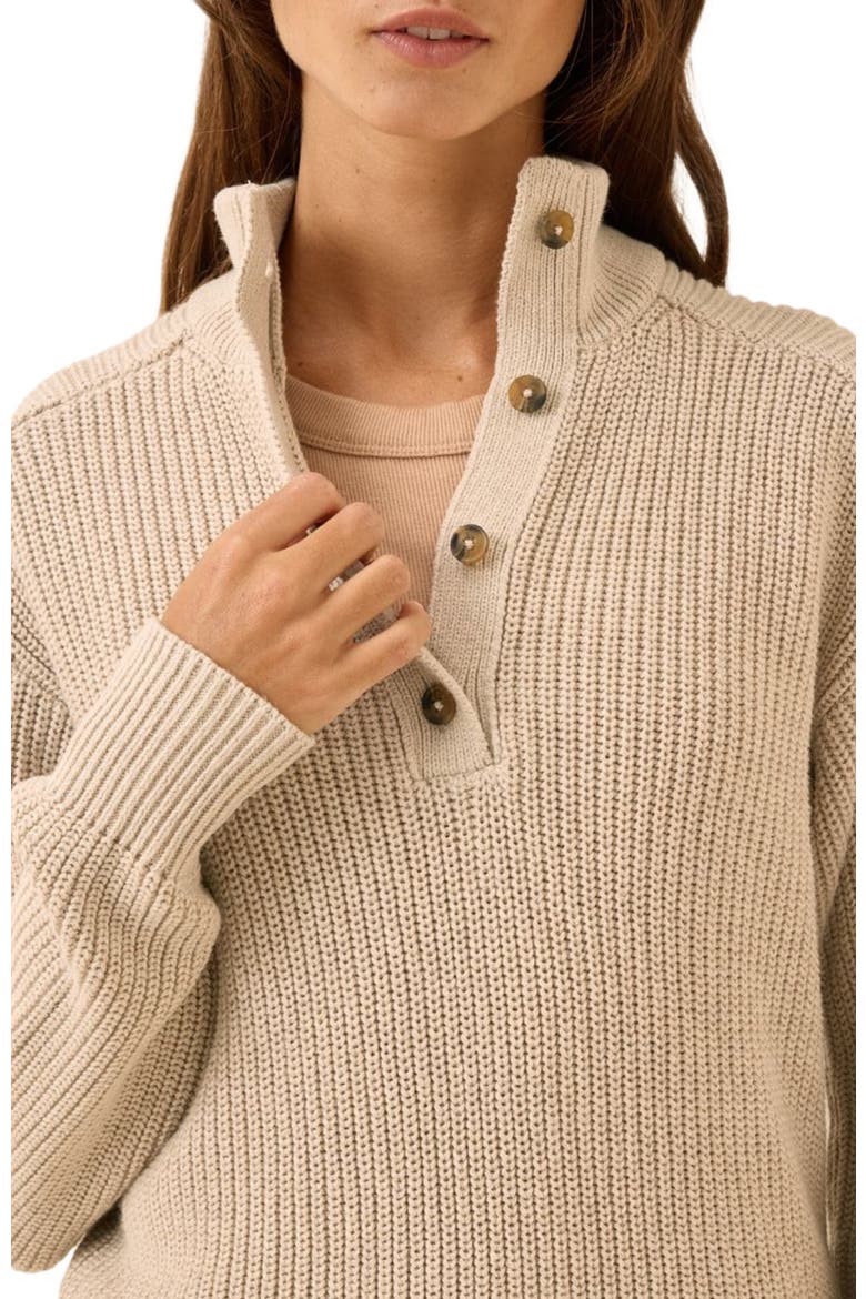 Luxe Knit Henley Sweater, Alternate, color, Flax Heather