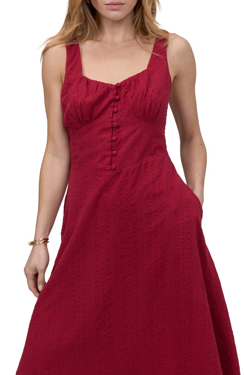 Nobody's Child Melody Sweetheart Neck Midi Dress, Alternate, color, Red