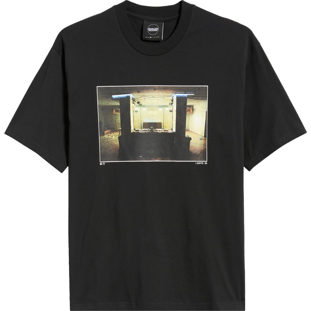 Boiler Room Lights On Photo Graphic T-shirt In Black