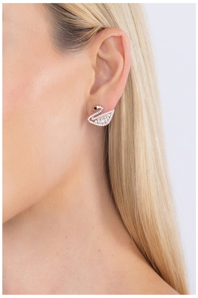 Audrey Swan CZ Crystal Glam Drop Earrings, Main, color, GOLD