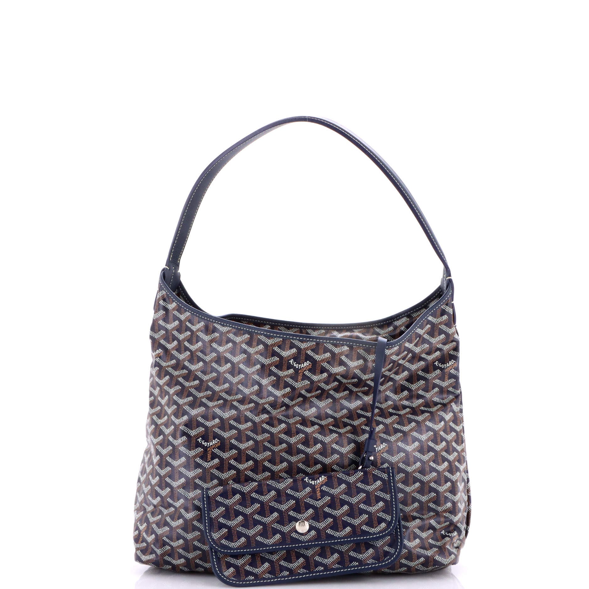 Pre-Owned Goyard Boheme Hobo Coated Canvas, Alternate, color, Blue