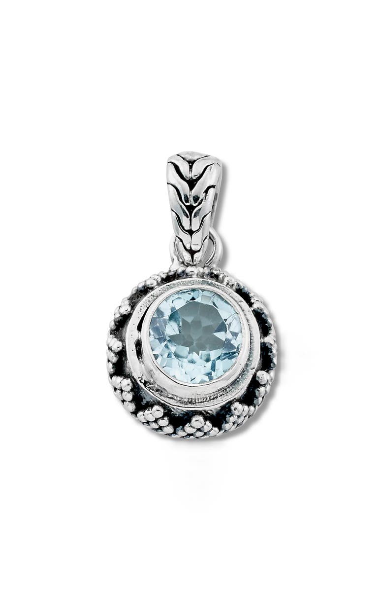SAMUEL B. Sterling Silver Round Blue Topaz Pendant, Main, color, Blue