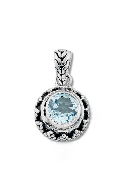 Sterling Silver Round Blue Topaz Pendant