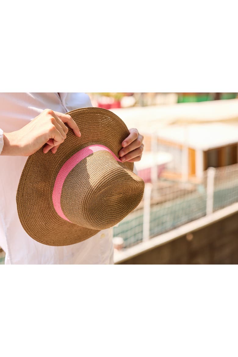 Portofino Straw Hat, Alternate, color, Pink