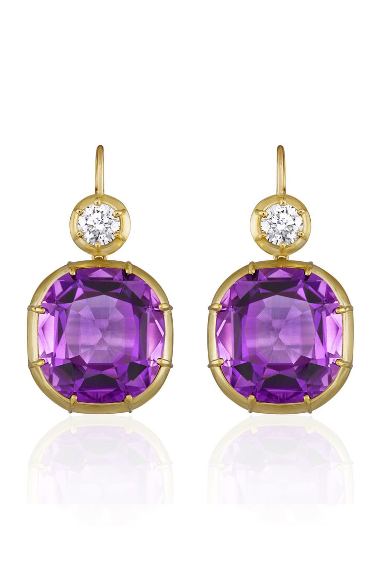 Imperial Amethyst & Diamond Drop Earrings, Alternate, color, AM 18KYG