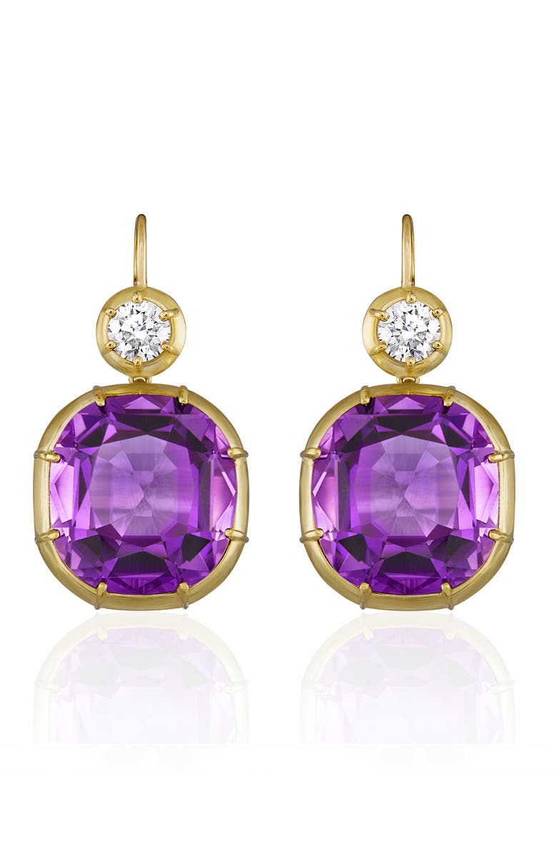 Mindi Mond Imperial Amethyst & Diamond Drop Earrings, Alternate, color, Gold/ Diamond/ Amethyst