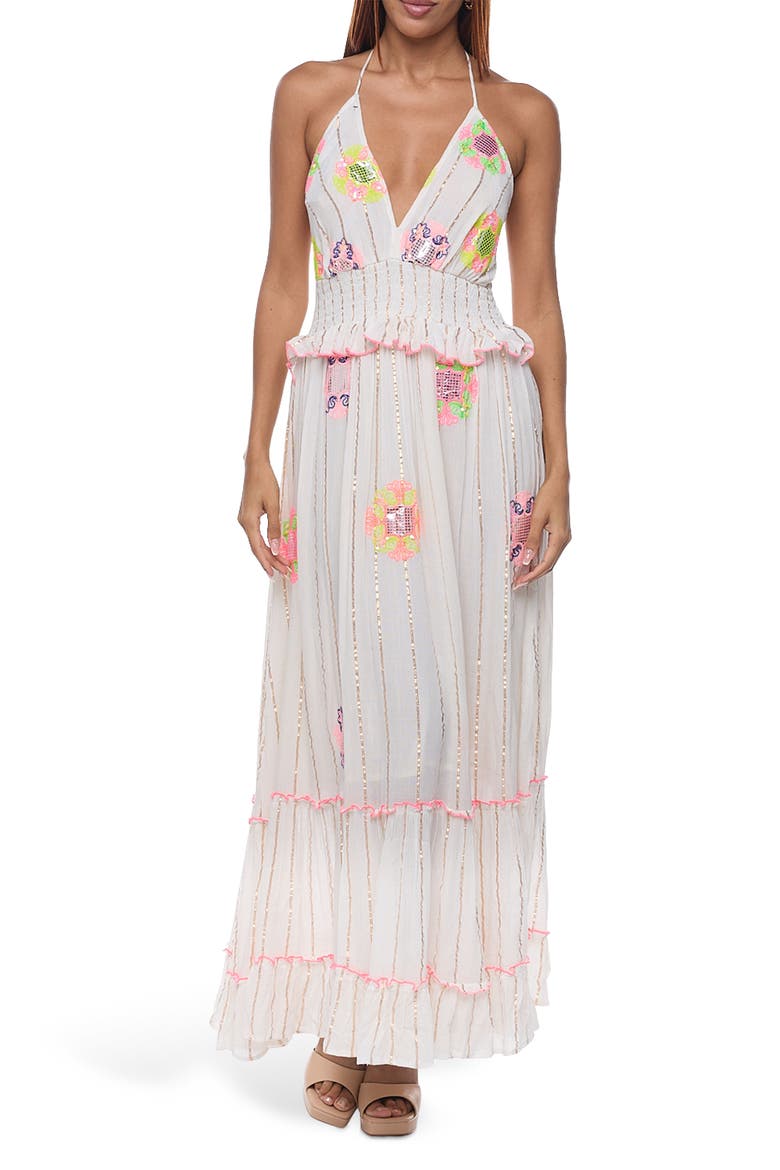 Embellished Cotton Cover-Up Maxi Dress, Main, color, WHITE