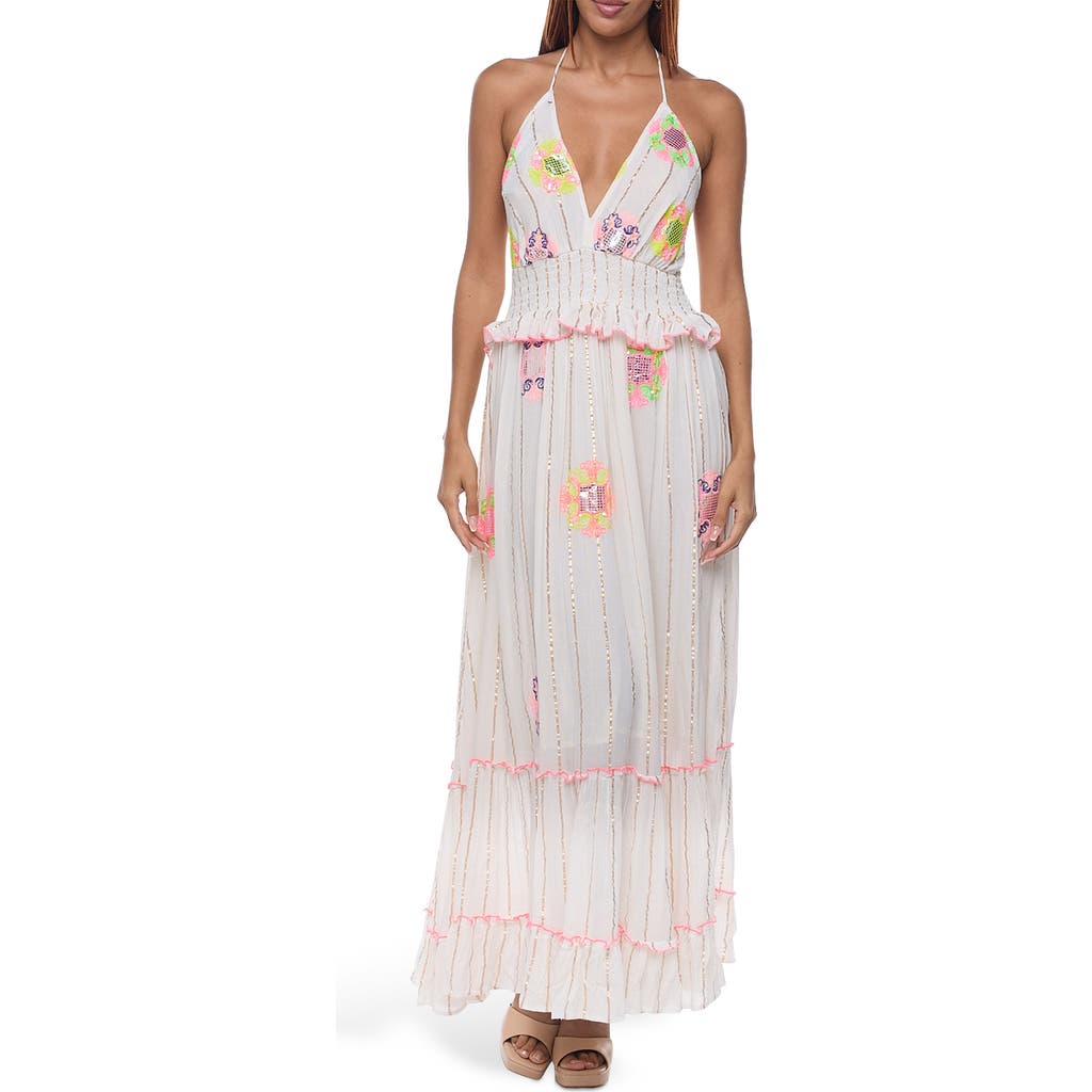 Ranee's Ranees Embellished Cotton Cover-up Maxi Dress In White