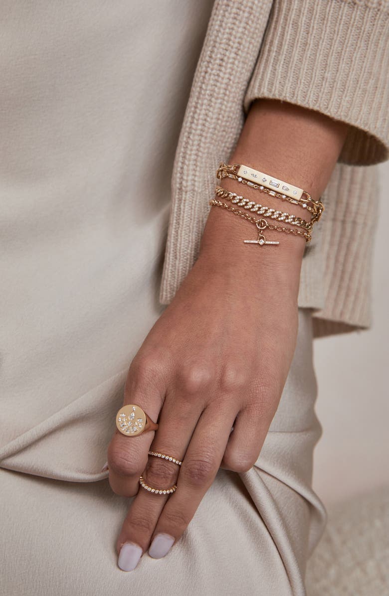 Zoë Chicco Princess Diamond Bar Faux Toggle Rolo Bracelet, Alternate, color, 