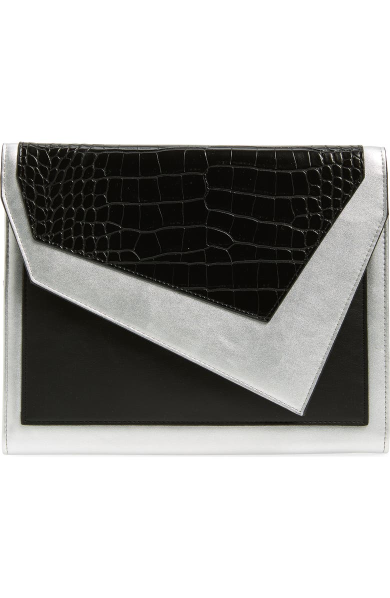 Leith Colorblock Faux Leather Envelope Clutch, Main, color,