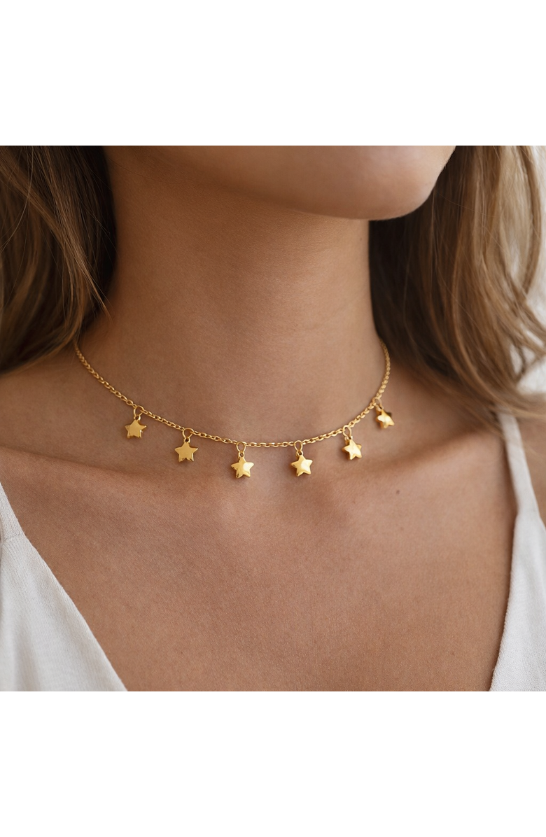 Donatello Gian Gold-Flashed Star Choker Necklace, Alternate, color, Gold