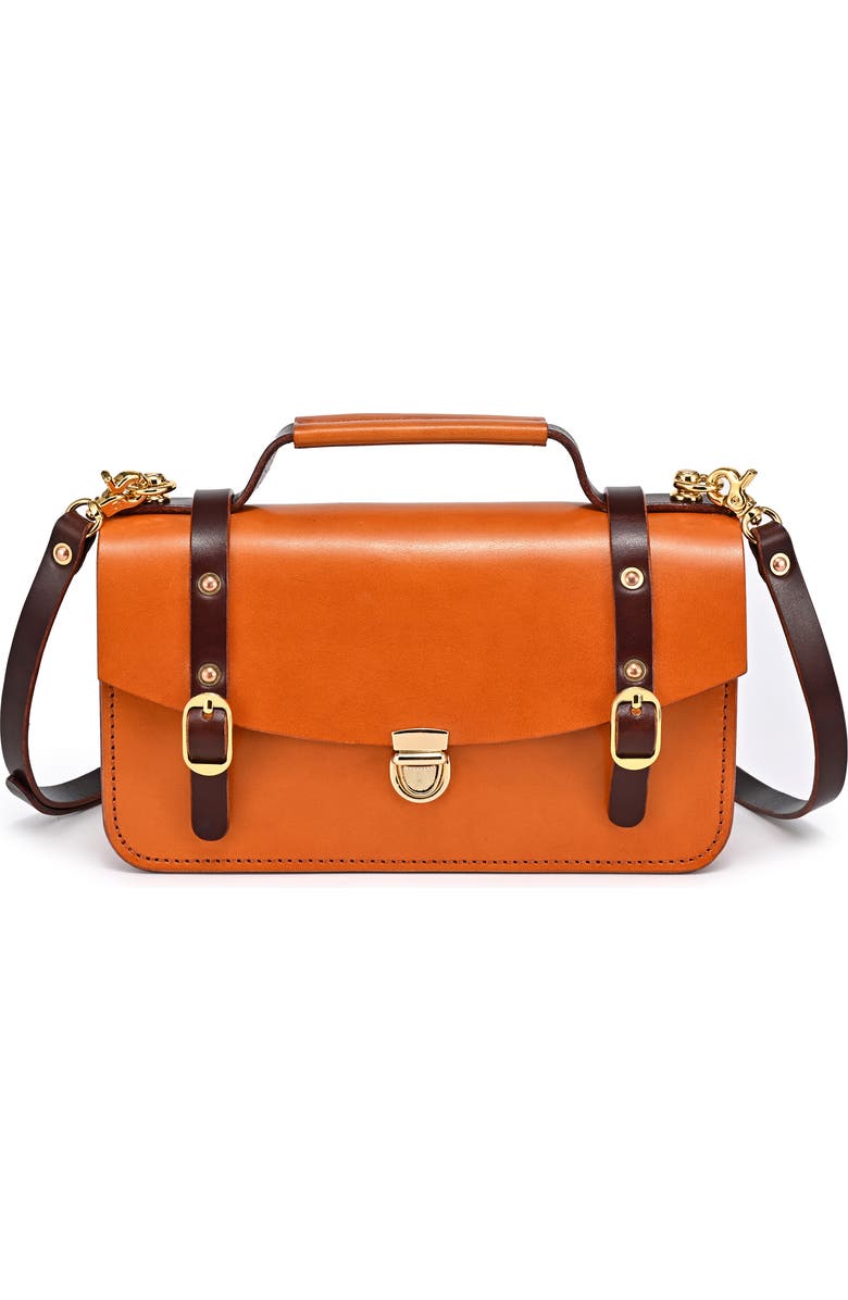 OLD TREND Leather Messenger Bag, Main, color, Camel