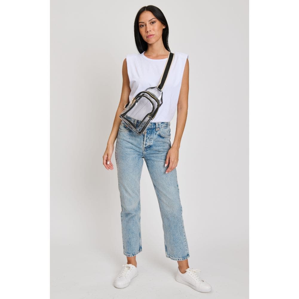 MODA LUXE Britney Sling Backpack, Alternate, color, Clear Black