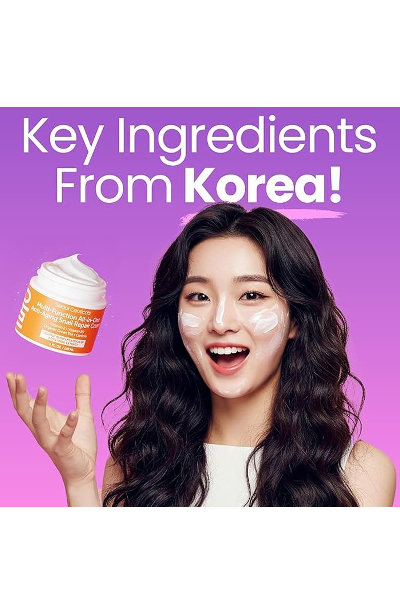 Seoul Ceuticals Korean Skincare Multi-Funcion All-In-One Anti Aging Snail Repair Cream, Alternate, color, White
