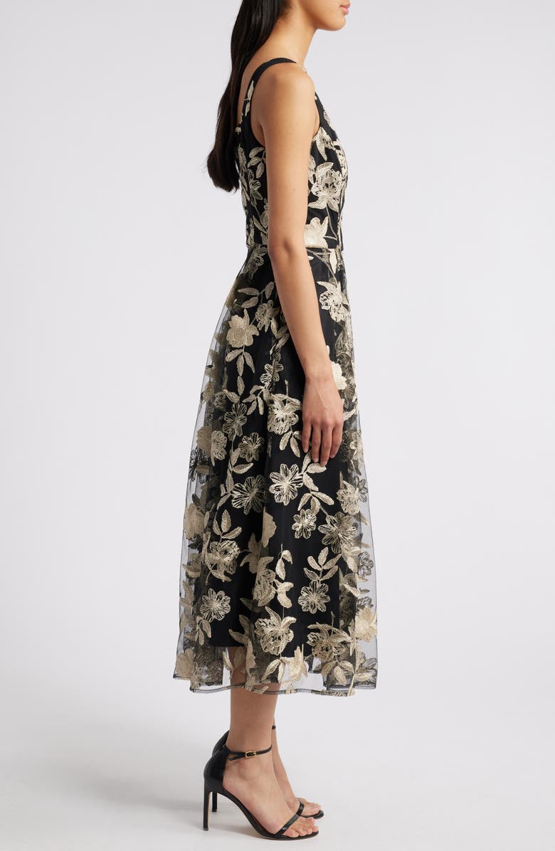 Julia Jordan Floral Embroidered Sleeveless Midi Dress, Alternate, color, 