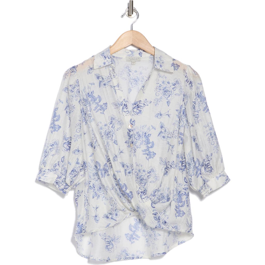 Chenault Floral High-low Shirt In Blue