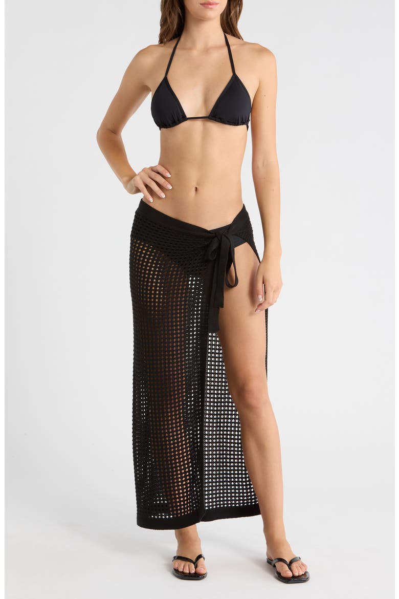 Rena Knit Cover-Up Skirt, Main, color, BLACK
