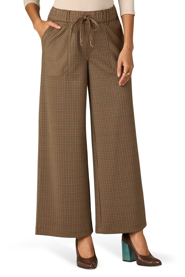 Pull-On Wide Leg Pants, Main, color, WHEAT/ RED MULTI
