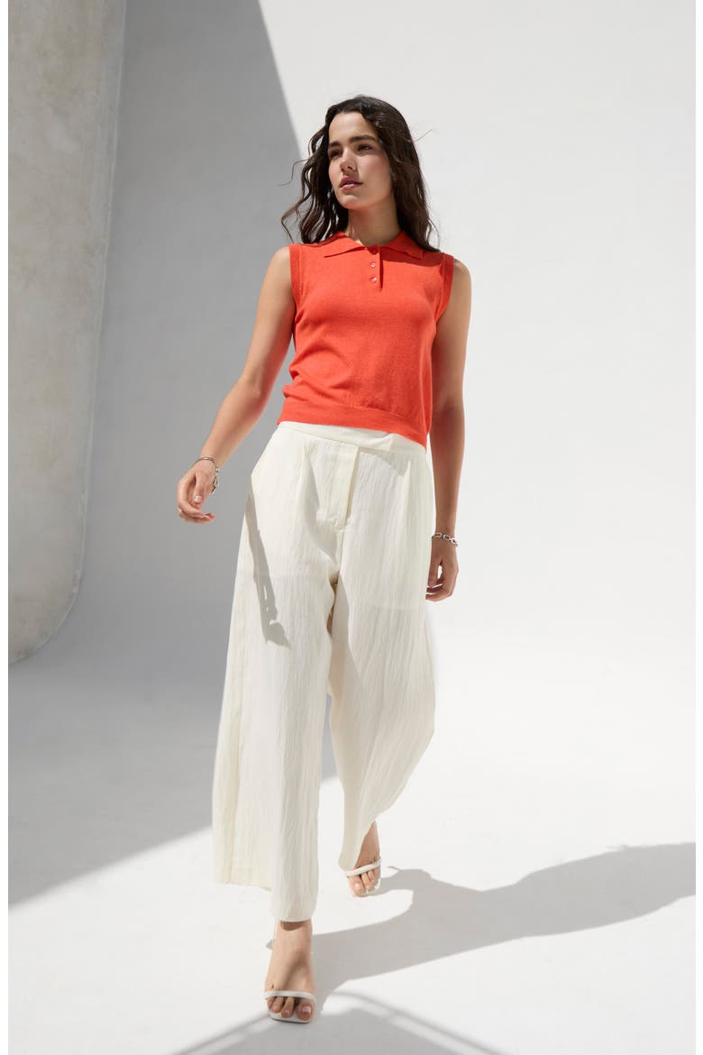 Cassio Sleeveless Polo Sweater, Alternate, color, RED