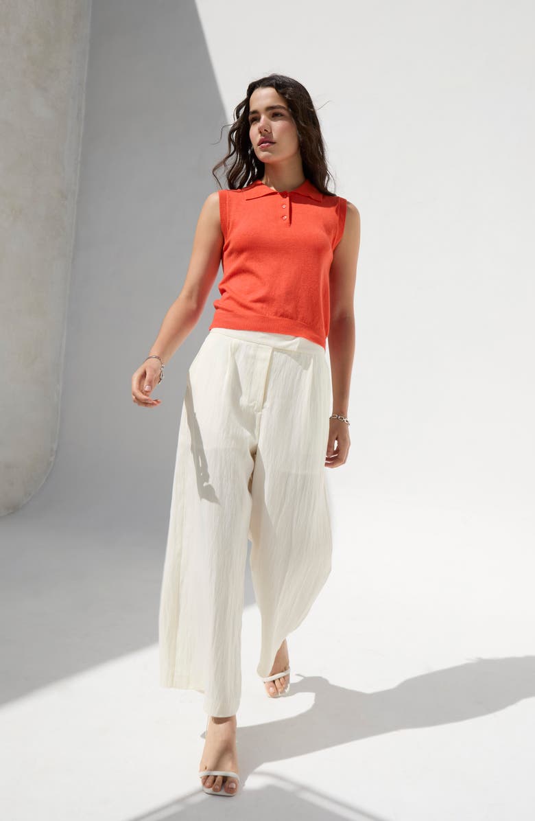 DELUC Cassio Sleeveless Polo Sweater, Alternate, color, Red