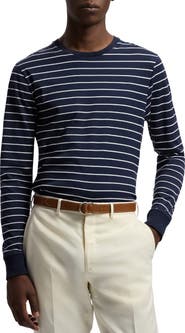 Ralph Lauren Purple Label Striped Lisle-Piqué Long-Sleeve T-Shirt