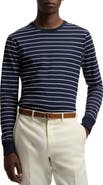 Ralph Lauren Purple Label Striped Lisle-Piqué Long-Sleeve T-Shirt