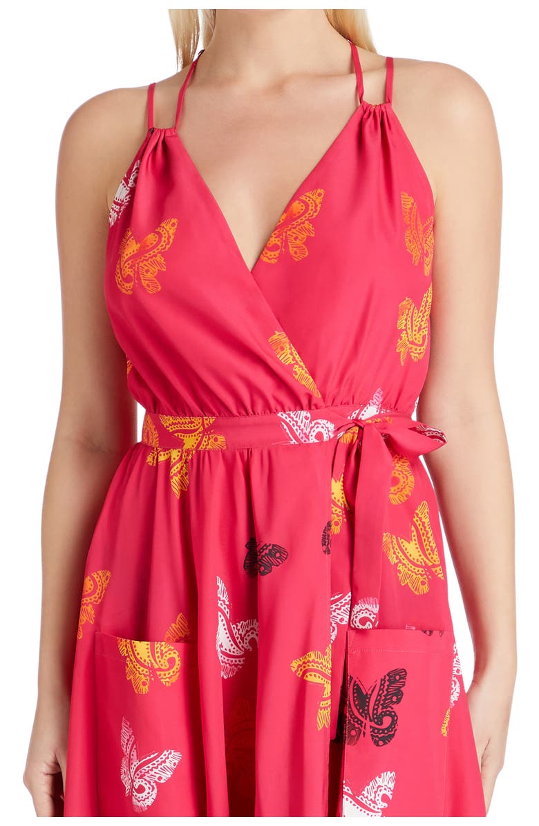 VALIMARE Amelia Maxi Wrap Crepe de Chine Cover-up Dress, Alternate, color, Fuscia