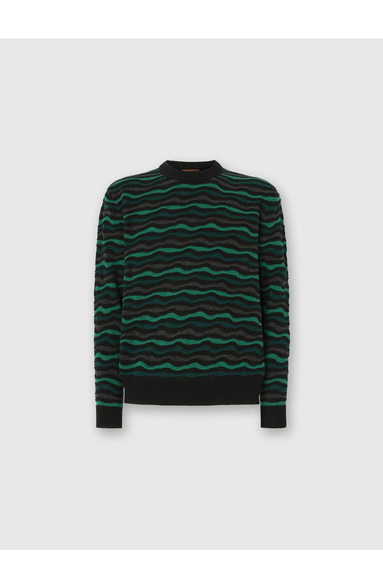 Missoni Crew Neck Sweater With Wave Pattern, Main, color, Green