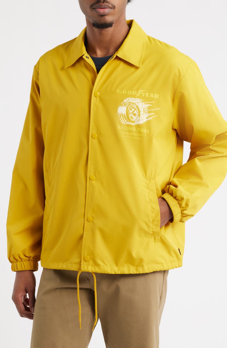 Brixton x Goodyear Slick Windbreaker, Alternate, color, Nugget Gold