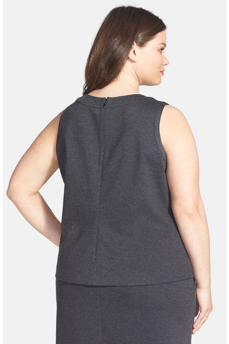 Lace Yoke Sleeveless Blouse, Alternate, color, DARK HEATHER GREY