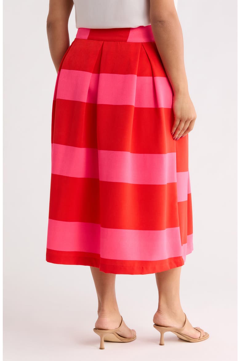 Lolli Stripe Pleated Midi Skirt, Alternate, color, FUCHSIA-RED
