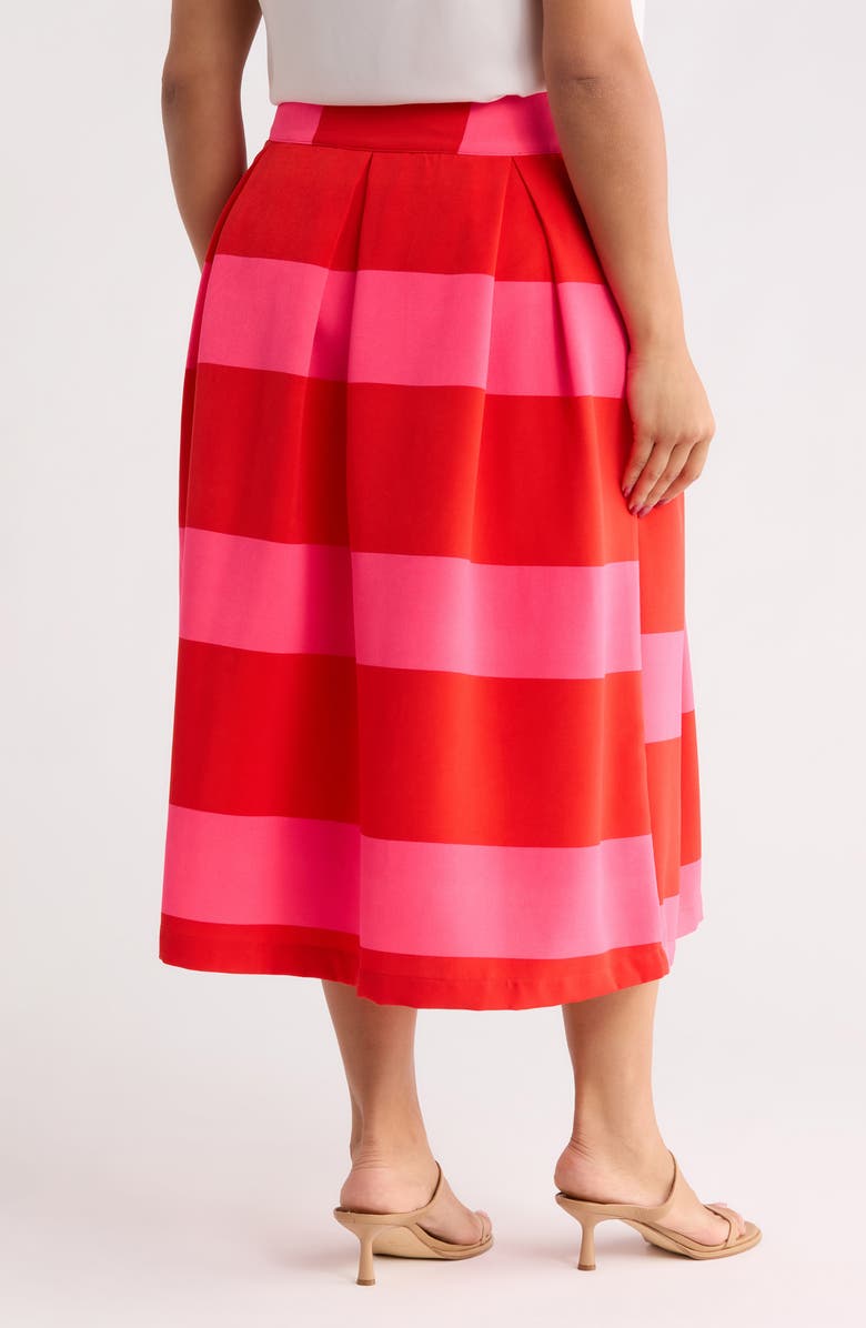 SUGARLIPS Lolli Stripe Pleated Midi Skirt, Alternate, color, Fuchsia-Red