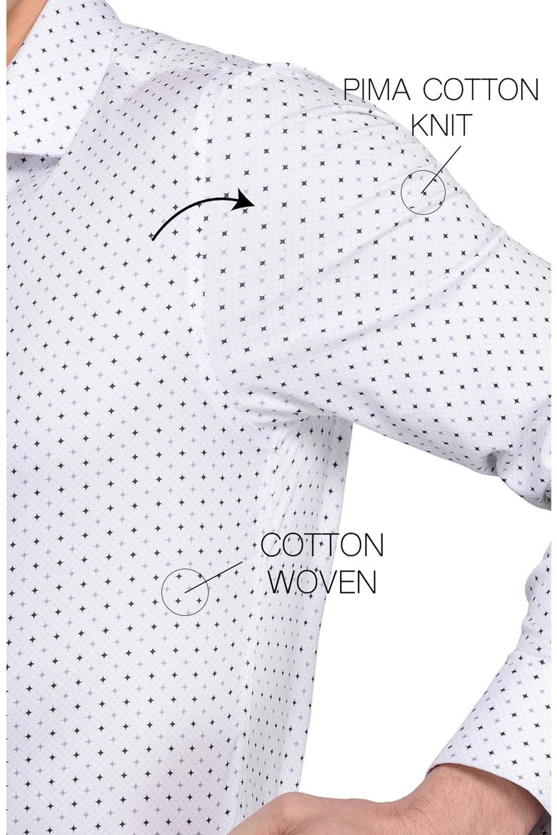 Slim Fit Metro Diamond Print Reworked Dress Shirt, Alternate, color, WHITE/ GREY