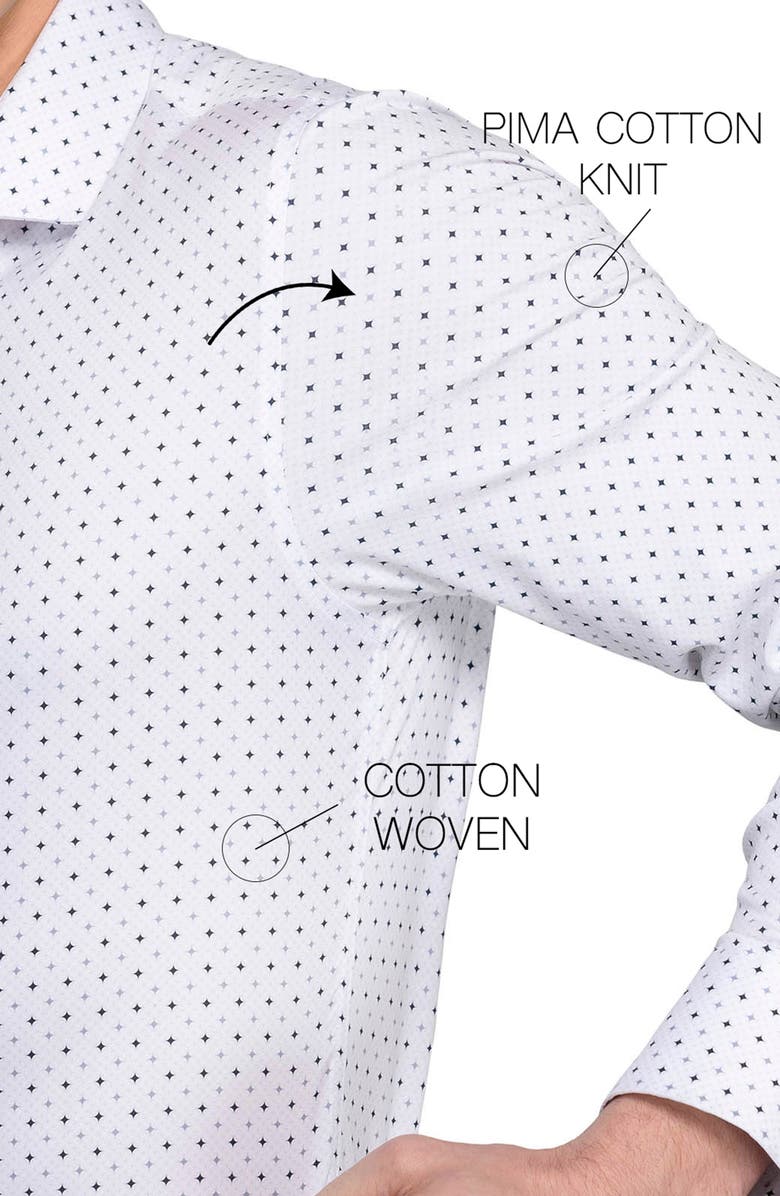 W.R.K Slim Fit Metro Diamond Print Reworked Dress Shirt, Alternate, color, White/ Grey