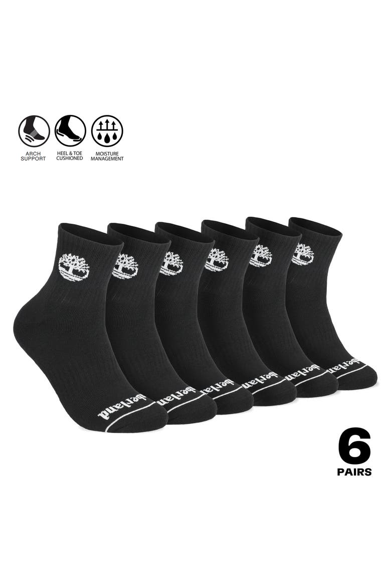 6-Pack Quarter Length Socks, Alternate, color, BLACK