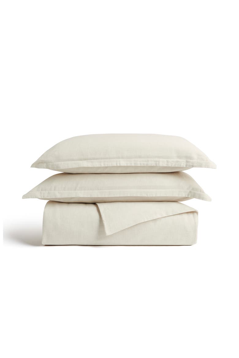 Flannel Marl Brushed Cotton Duvet Cover Sets, Main, color, Oat