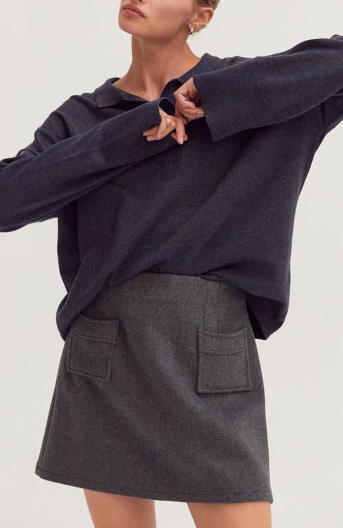 Crescent Polo Sweater Top In Blue