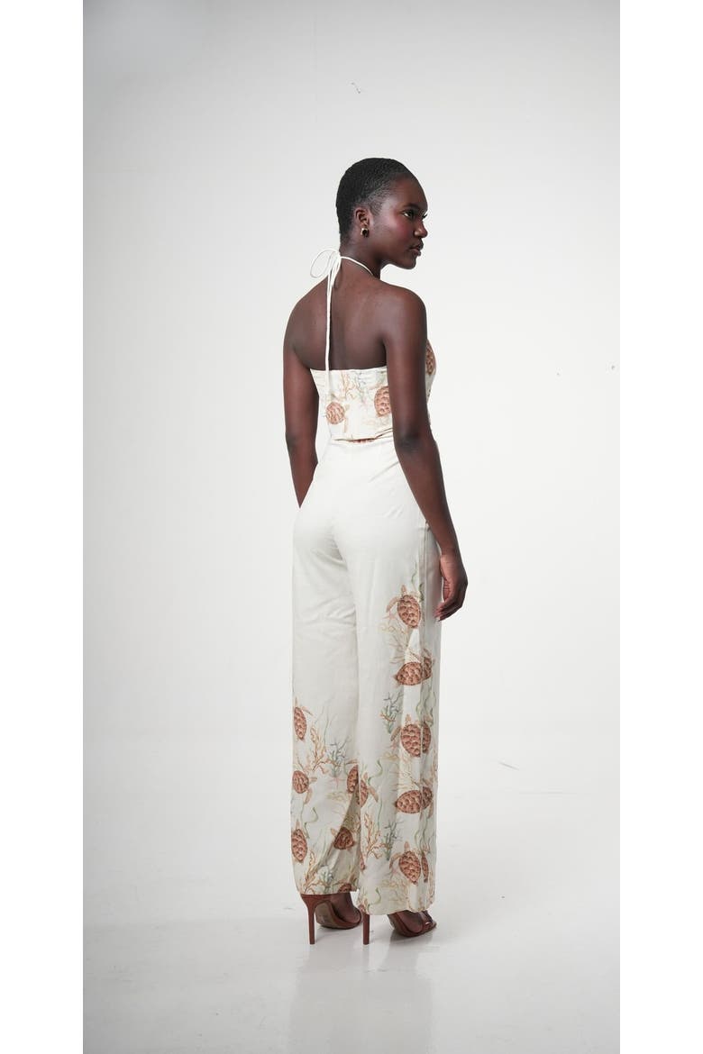 Costamar Linen-blend Halter Wide-leg Jumpsuit, Main, color, Ivory (off-white)