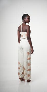 Sable Costamar Linen-blend Halter Wide-leg Jumpsuit