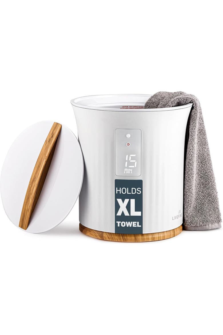 Small Bucket Style Towel Warmer, Main, color, White
