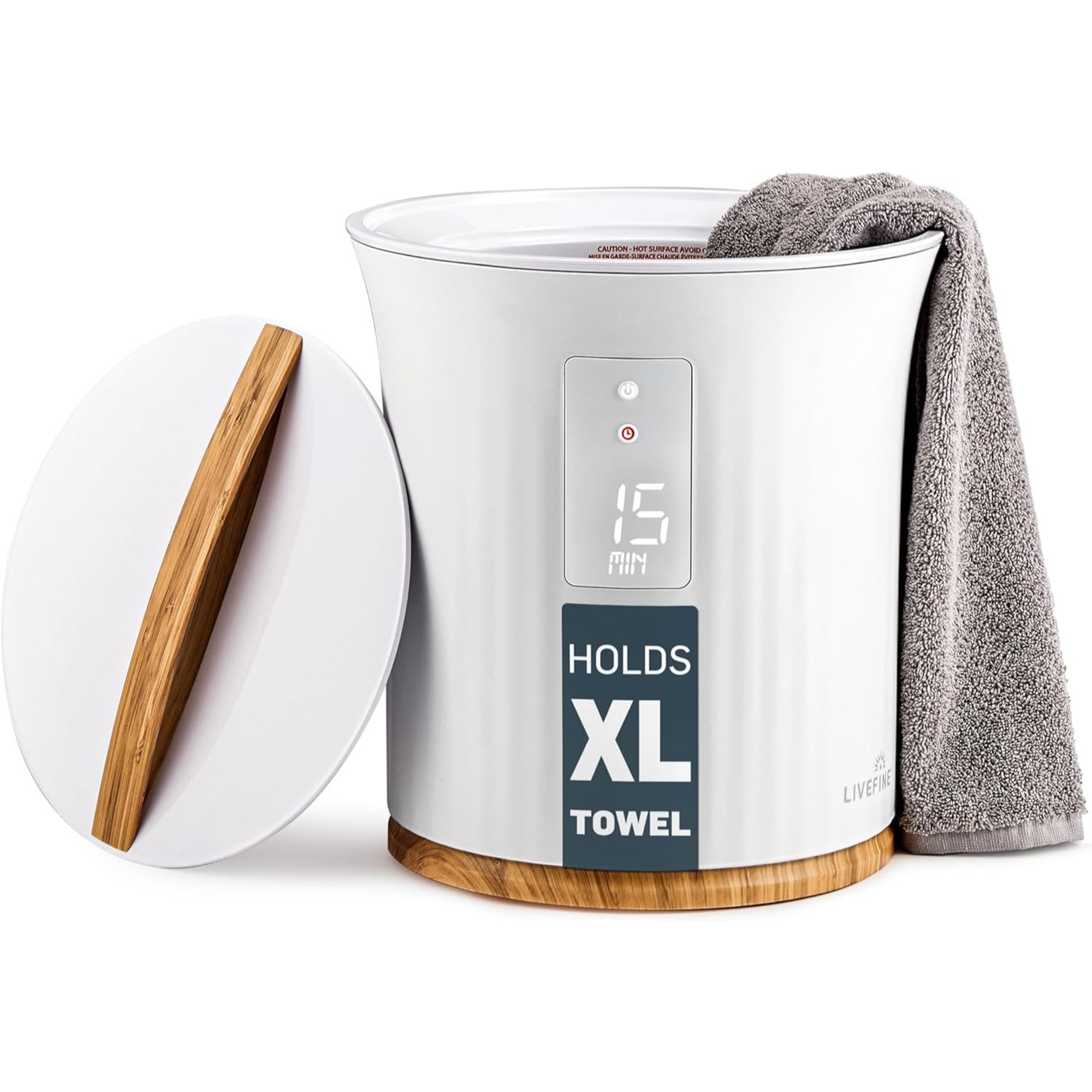 Live Fine Small Bucket Style Towel Warmer - White